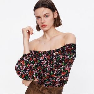 ZARA Floral Off-Shoulder Blouse